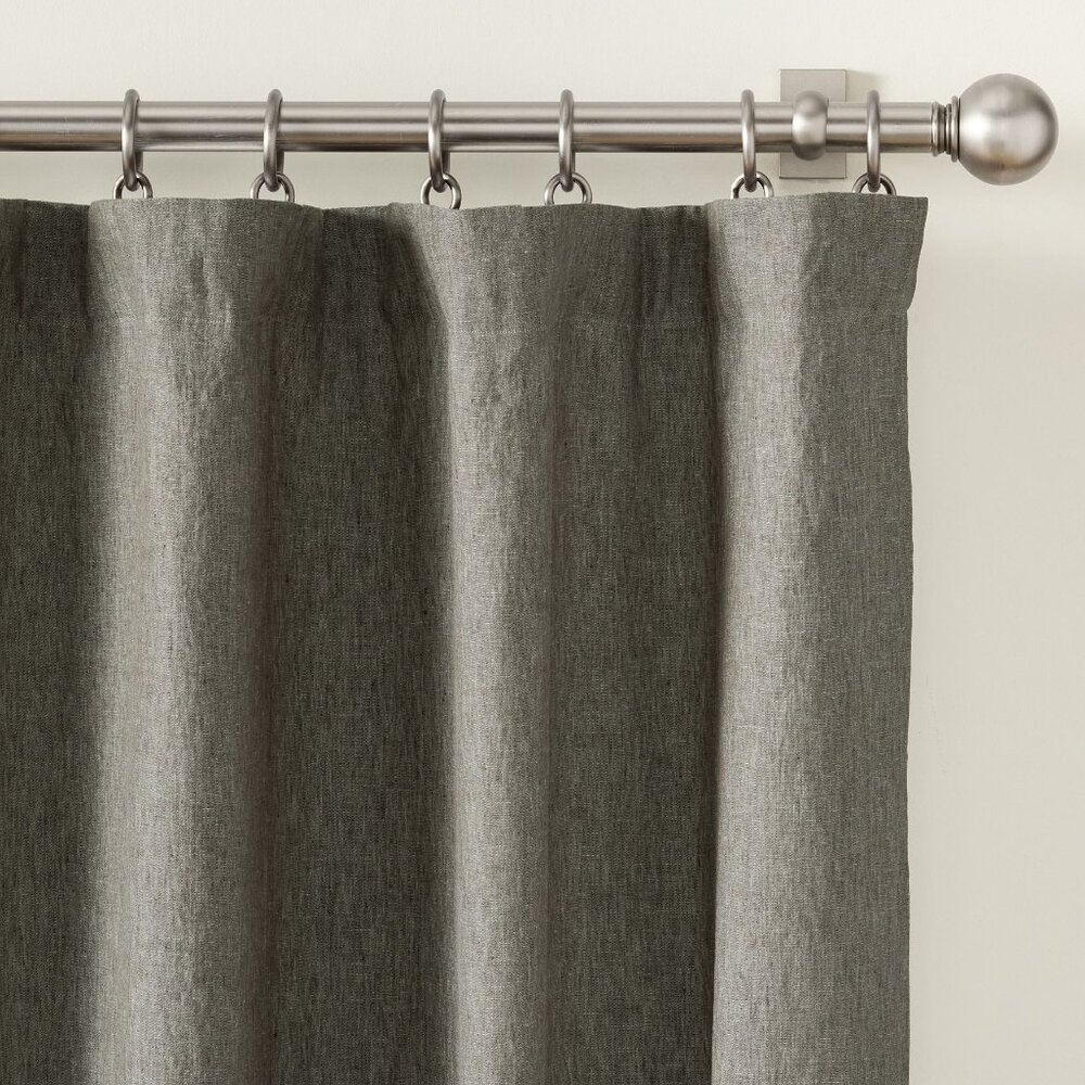 Pottery Barn Belgian Flax Linen Blackout Curtain Window Panel Dark Forest 50x84